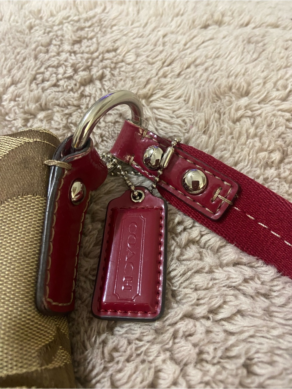 Coach Khaki Signature Canvas Crossbody with Red Trim - Picture 10 of 10